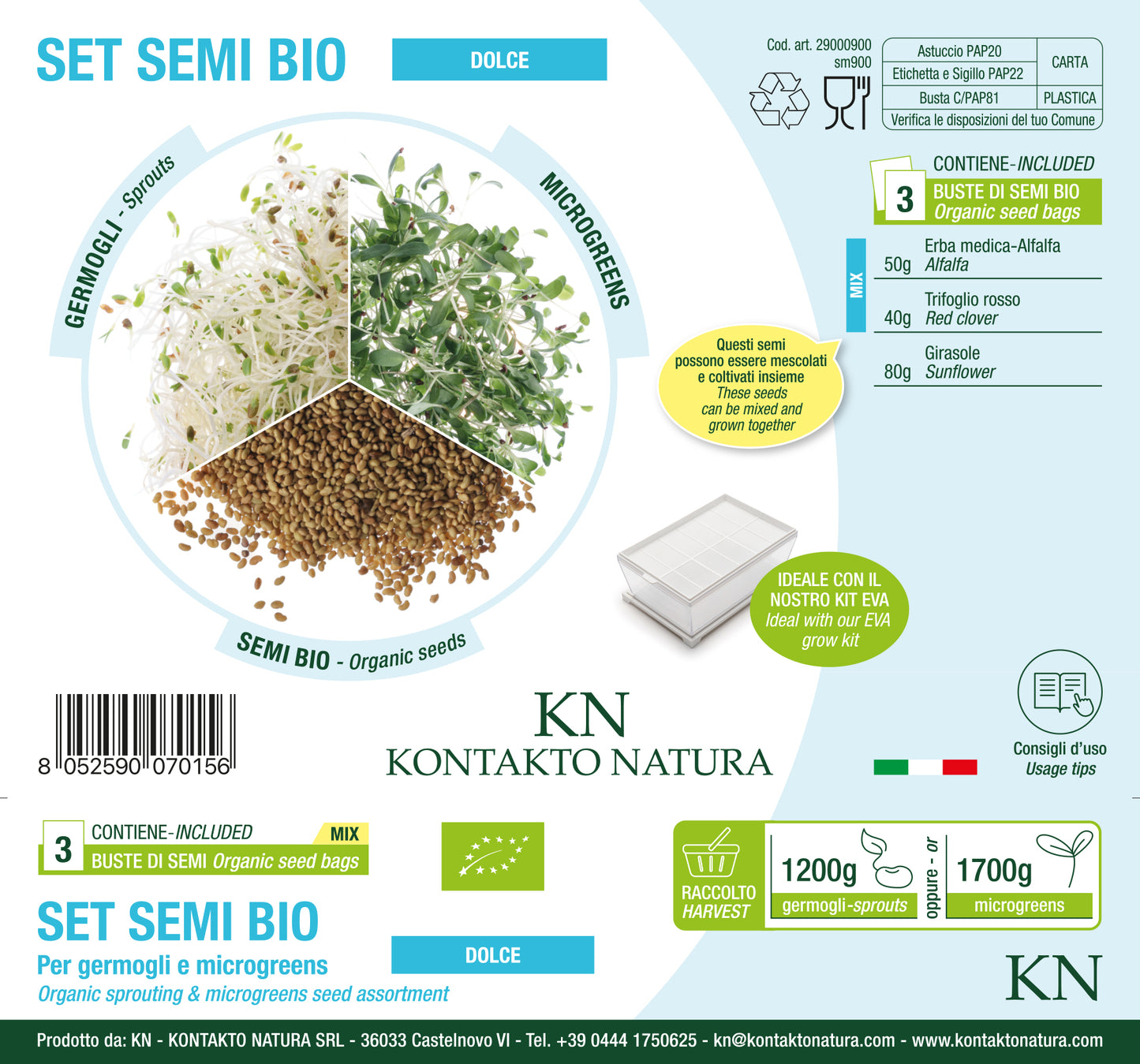 Set 3 semi bio per germogli & microgreens - dolce - sm900