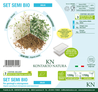 Set 3 semi bio per germogli & microgreens - dolce - sm900