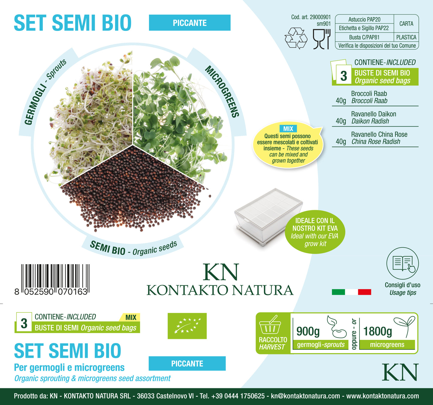Set 3 semi bio per germogli & microgreens - piccante - sm901