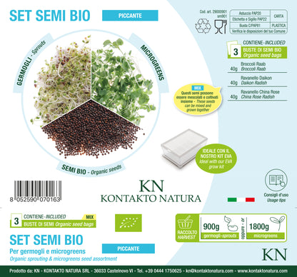 Set 3 semi bio per germogli & microgreens - piccante - sm901