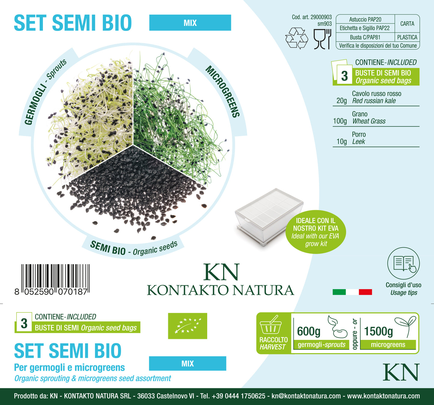 Set 3 semi bio per germogli & microgreens - Mix - sm903
