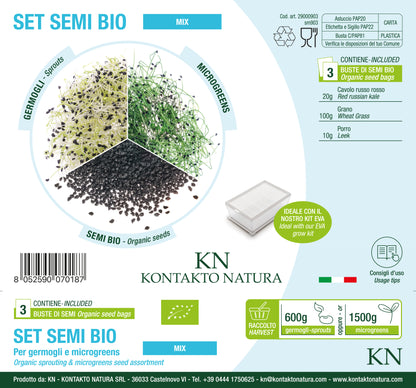 Set 3 semi bio per germogli & microgreens - Mix - sm903